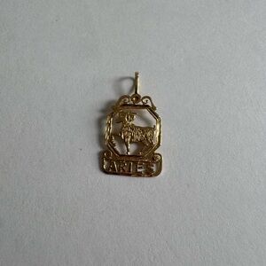 14k Yellow Solid Gold Aries Astrological Zodiac Charm Pendant